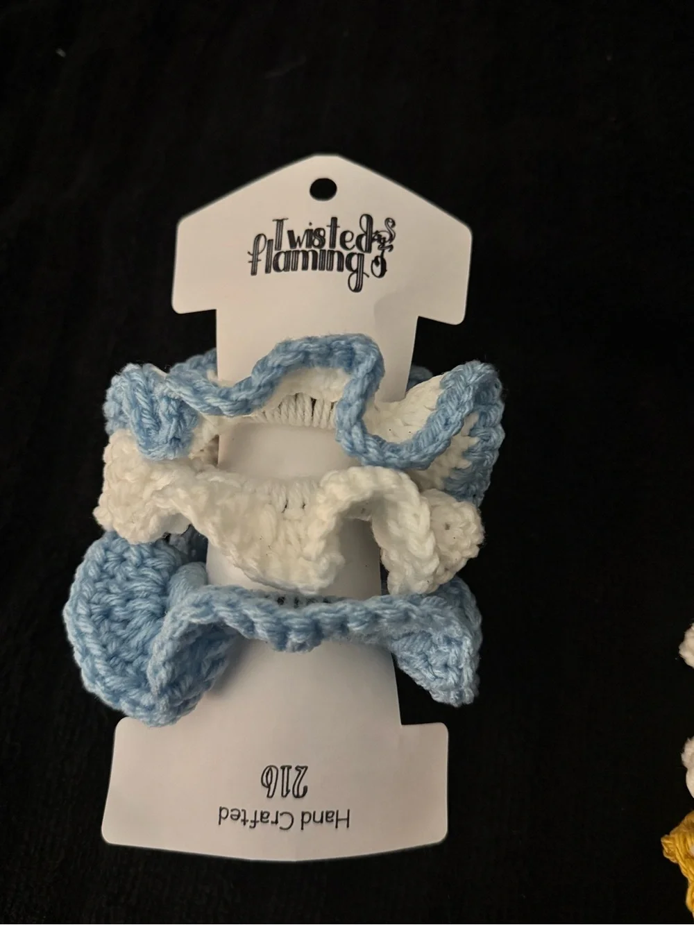 Crochet Ruffle Scrunchie Set - B/W
